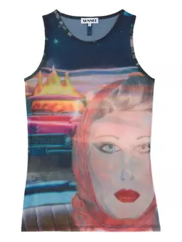 Прозрачный топ с принтом Annemarie Sunnei, синий