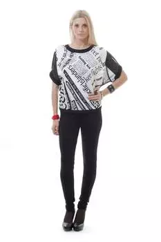 Прозрачный топ с принтом на спине Conquista, черный