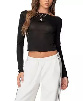 Прозрачный топ с вырезом лодочкой Edikted Rach, черный