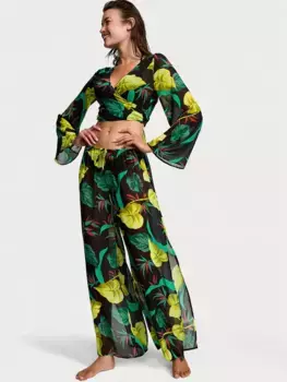 Прозрачный топ с запахом и складками Victoria'S Secret Swim, цвет Vintage Leaves