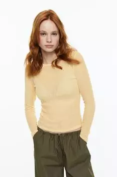 Прозрачный топ в рубчик H&amp;M, светло-желтого