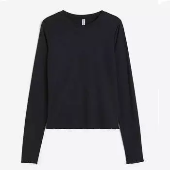 Прозрачный топ в рубчик H&M, черный