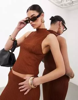 Прозрачный трикотажный топ без рукавов цвета ржавчины ASOS EDITION Coord