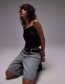 Прозрачный укороченный топ Tommy Jeans черного цвета