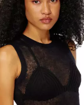 Прозрачный женский топ без рукавов Diesel, черный