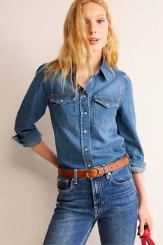 Прямая джинсовая рубашка Boden, синий