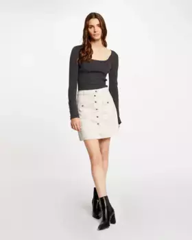 Прямая короткая замшевая юбка Morgan, цвет Crudo