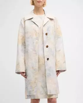 Прямая куртка с принтом папоротника Lafayette 148 New York, цвет Bluestone Multi