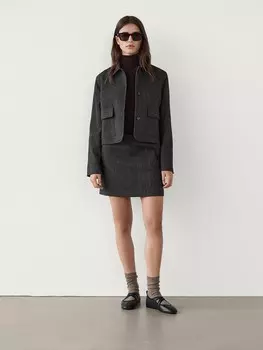 Прямая мини-юбка Massimo Dutti, серый