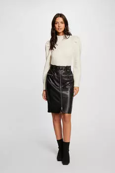 Прямая юбка из синтетической кожи Morgan, черный