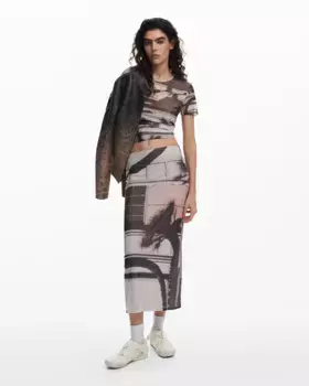 Прямая юбка из тюля Desigual, белый