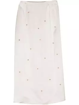 Прямая юбка миди с бусинами Alysi, нейтральный цвет