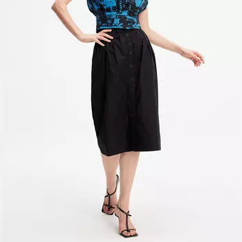 Прямая юбка на пуговицах из хлопка S&J Weekends, черный