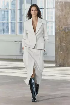 Прямая юбка с разрезом ZARA, цвет vanilla