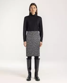 Прямая юбка жаккардовой вязки с эффектом мелирования Naulover, черный