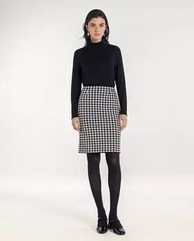Прямая юбка жаккардовой вязки в ломаную клетку Naulover, черный
