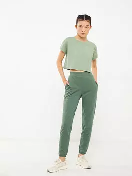 Прямая укороченная Женская футболка с круглым вырезом и короткими рукавами LCW Active