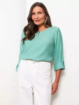 Прямая женская блузка с круглым вырезом и длинными рукавами LCW Grace