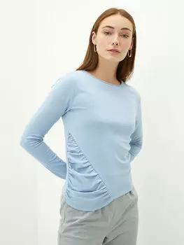 Прямая женская блузка с круглым вырезом и длинными рукавами LCW Vision