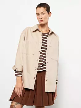 Прямая женская джинсовая куртка-рубашка с длинным рукавом LCW Jeans