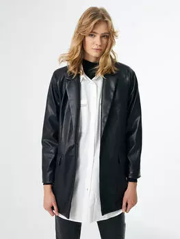 Прямая женская куртка-блейзер с длинным рукавом под кожу LCW Modest