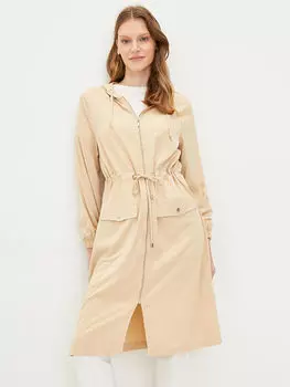 Прямая женская куртка из вискозы с капюшоном и карманами с длинными рукавами LCWAIKIKI Classic