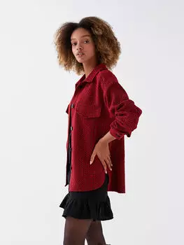 Прямая женская рубашка с длинным рукавом и застежкой спереди LCW Casual