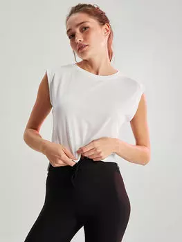 Прямая женская спортивная футболка без рукавов с круглым вырезом LCW Active