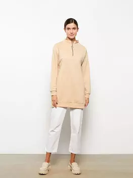 Прямая женская туника с длинным рукавом и воротником-стойкой LCWAIKIKI Classic