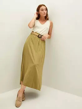 Прямая женская юбка из вискозы трапециевидной формы с поясом на талии LCWAIKIKI Classic