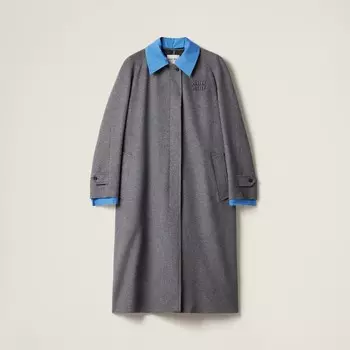 Прямое бархатное пальто Miu Miu, серый