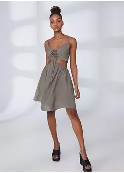 Прямое длинное женское платье цвета хаки с V-образным вырезом Aeropostale