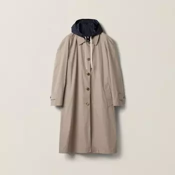 Прямое двухстороннее пальто из хлопковой панамы и технического эпонжа Miu Miu, мультиколор