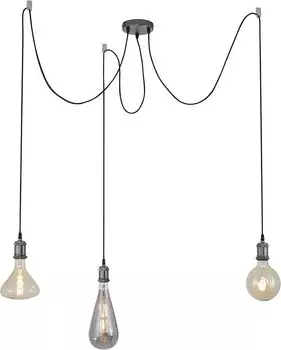 Прямое освещение, Edson Kiosk 3xE27 черный, без лампочки, черный кабель LeuchtenDirekt, серый