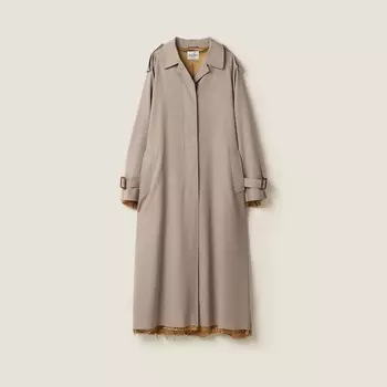 Прямое пальто из габардина Miu Miu, бежевый