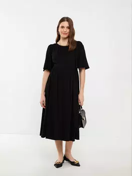 Прямое платье для беременных из вискозы с круглым вырезом и короткими рукавами LC Waikiki Maternity