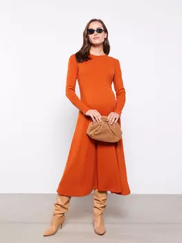 Прямое платье для беременных с круглым вырезом и длинными рукавами LC Waikiki Maternity