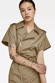 Прямое платье из хлопка и пояса G-Star Raw, бежевый