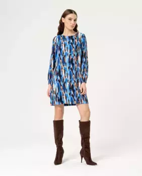 Прямое платье с вырезом «лодочка» и принтом Surkana, синий