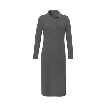 Прямое трикотажное платье Deep Breath на пуговицах, карамель