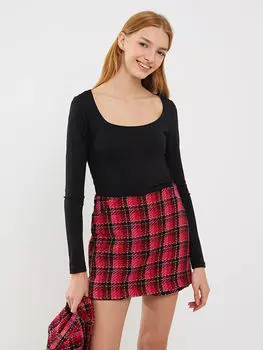 Прямое женское боди с U-образным вырезом и длинными рукавами Xside