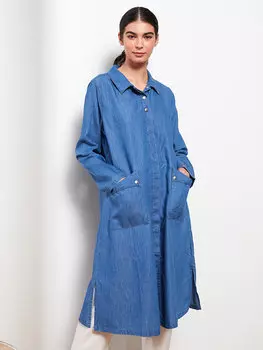 Прямое женское джинсовое платье с рубашечным воротником и длинными рукавами LCW Grace