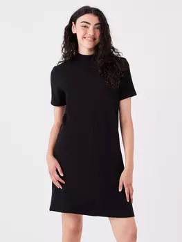 Прямое женское облегающее платье с круглым вырезом и короткими рукавами LCW Casual, новый черный