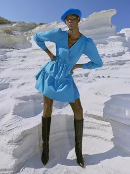 Прямое женское платье из поплина с двубортным воротником и длинными рукавами LCW Casual