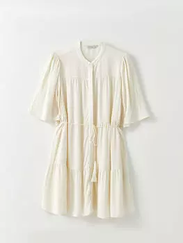 Прямое женское платье из вискозы с круглым вырезом и короткими рукавами LCW Casual