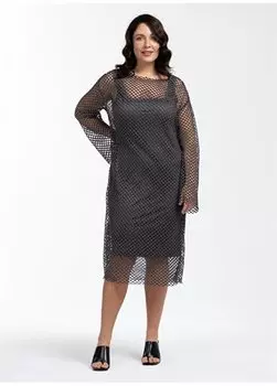 Прямое женское платье миди с вырезом лодочкой антрацитового цвета GALE Luokk, антрацитовый