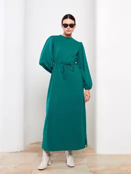 Прямое женское платье с круглым вырезом и длинными рукавами LCW Modest