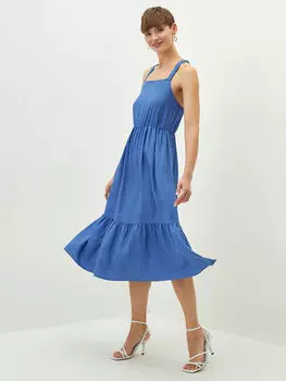 Прямое женское платье с квадратным воротником и перекрестными ремешками LCW Vision