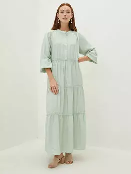 Прямое женское платье с воротником-стойкой и длинным рукавом LCWAIKIKI Classic