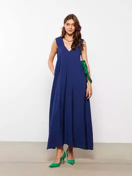 Прямое женское платье трапециевидной формы без рукавов с v-образным вырезом LCWAIKIKI Classic